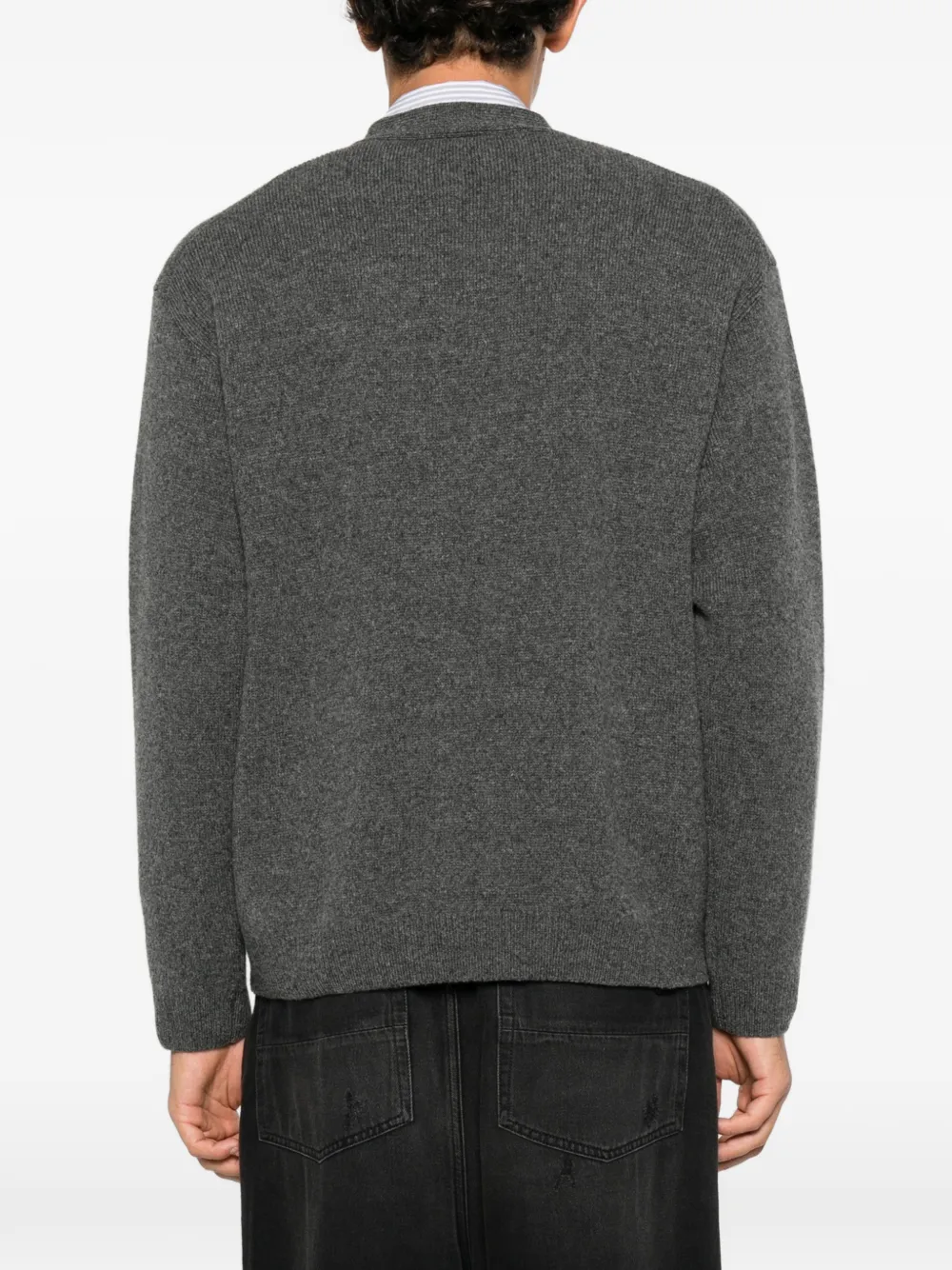 Maison Kitsuné Fox Head-patch cardigan Grijs