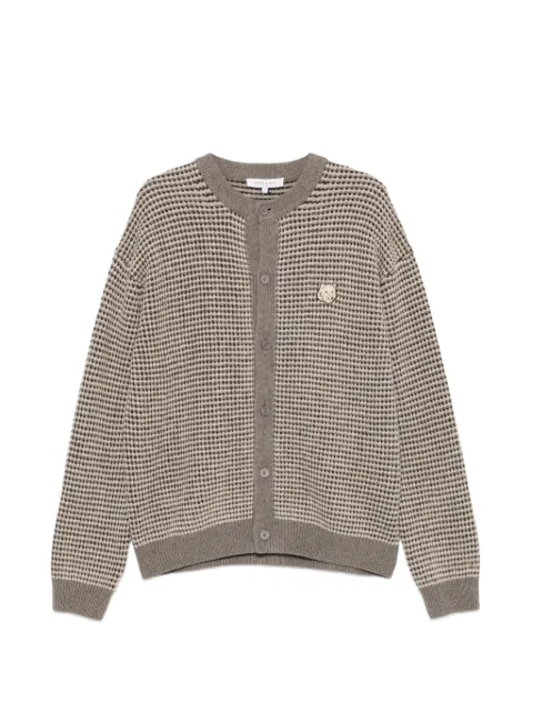 Maison Kitsuné Fox Head-patch waffle-knit cardigan