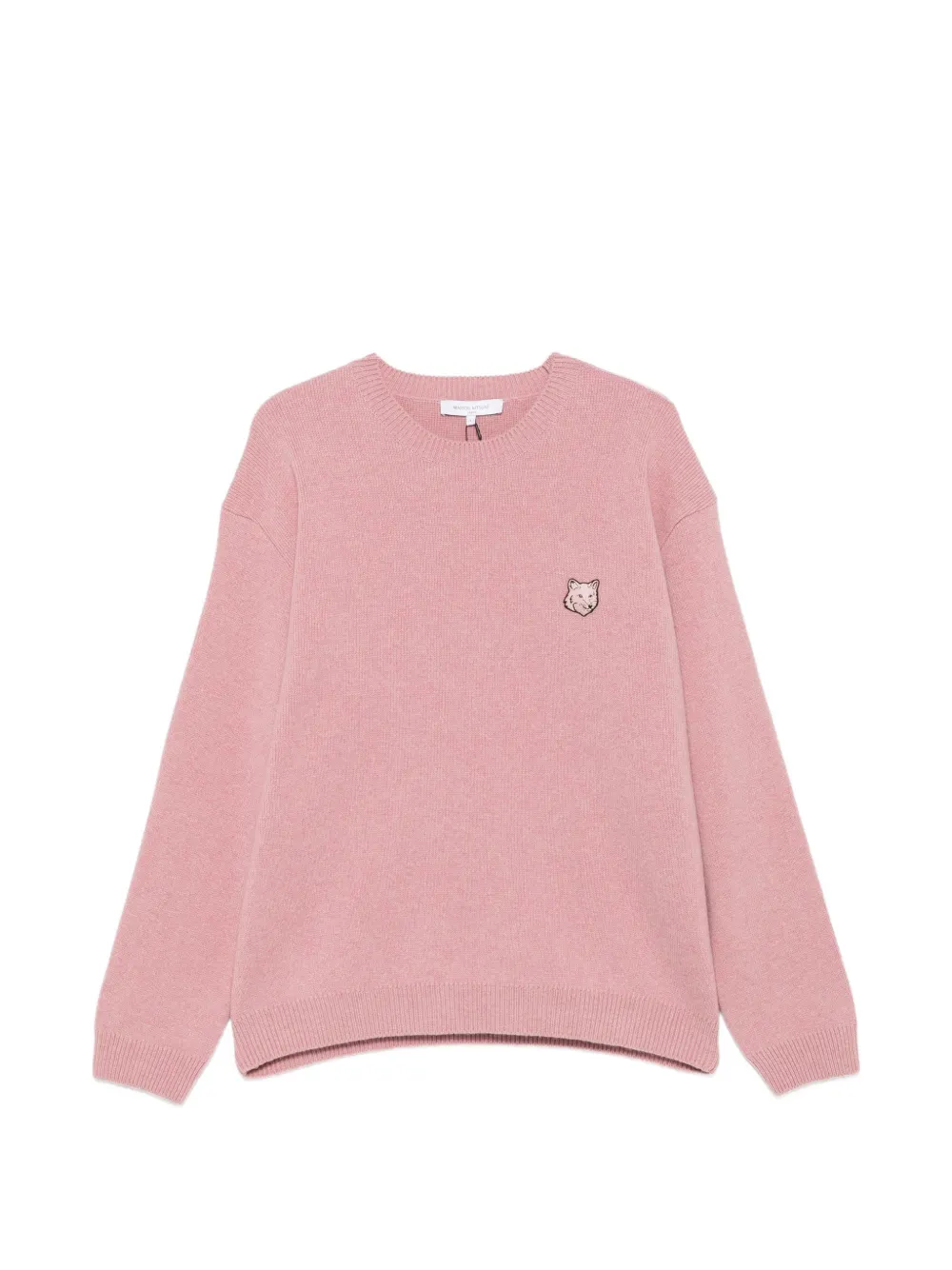 Maison Kitsuné fox-patch crew neck sweater Roze