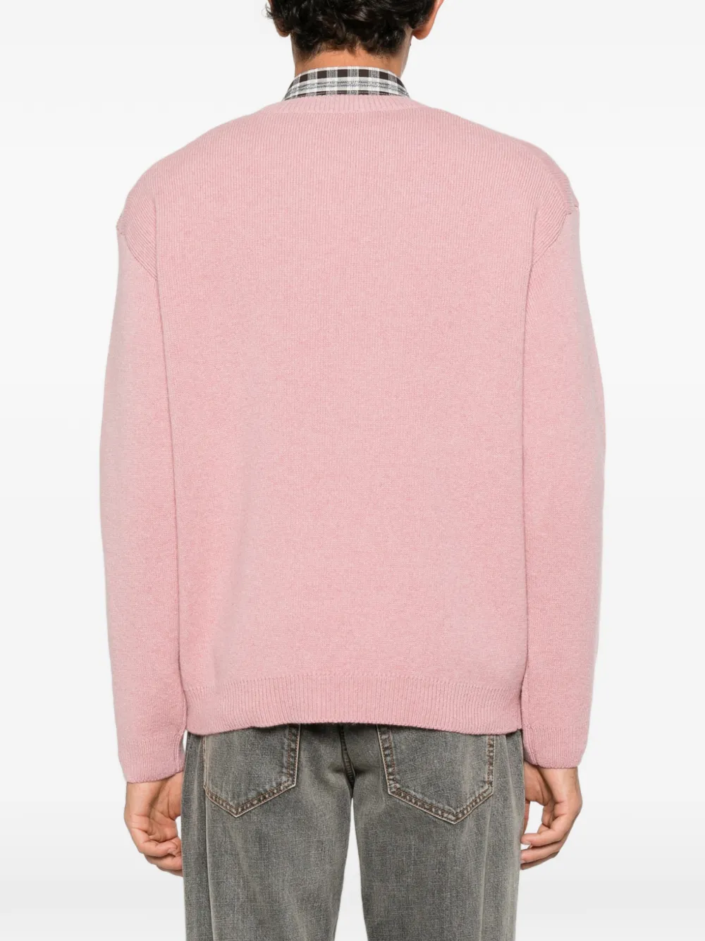 Maison Kitsuné fox-patch crew neck sweater Roze