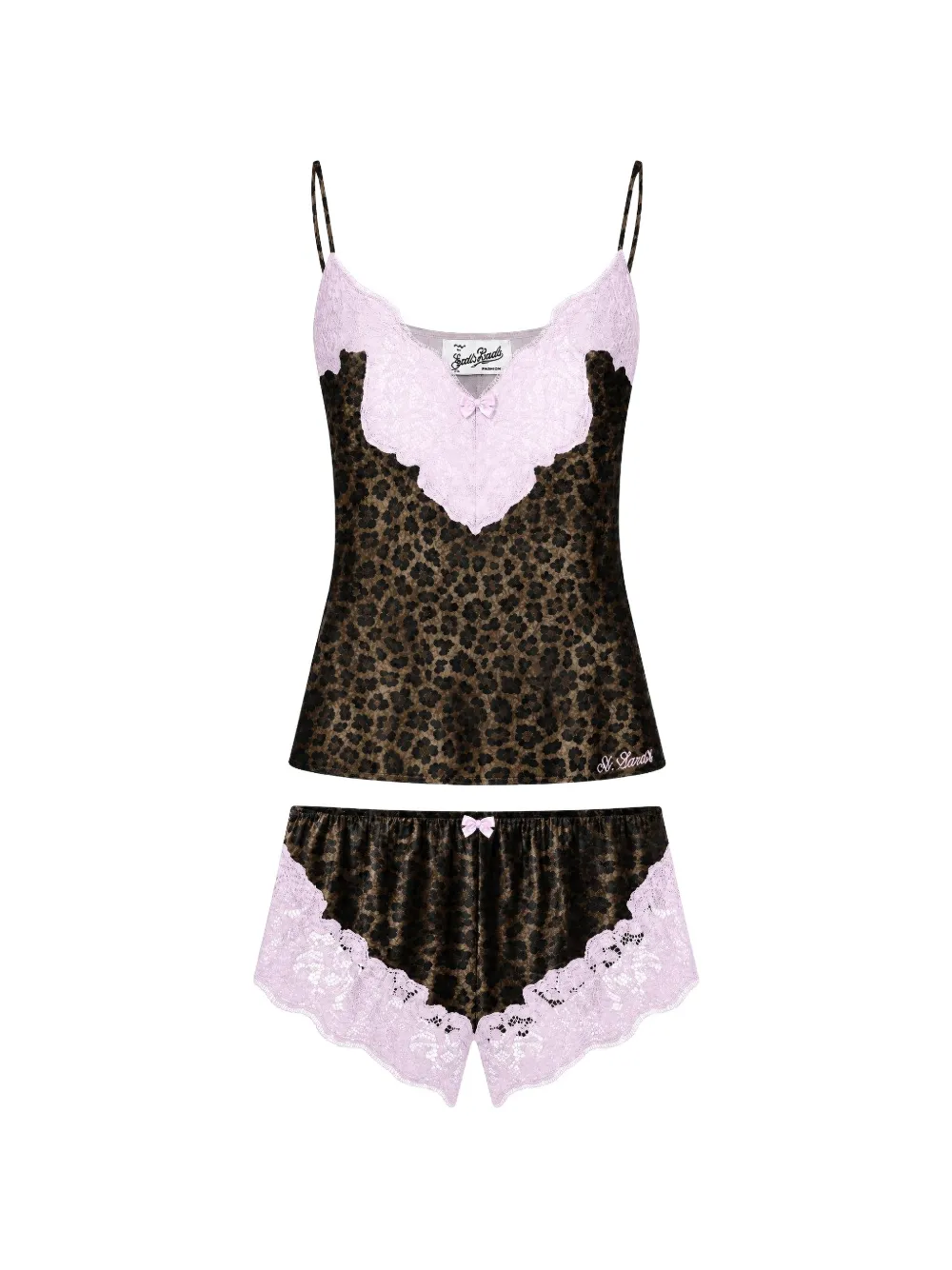 MC2 Saint Barth Pyjama met kanten afwerking Bruin