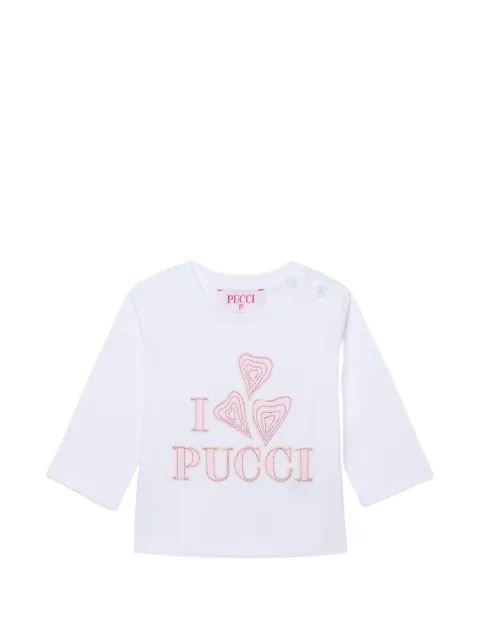 PUCCI Junior logo-patch long-sleeve T-shirt