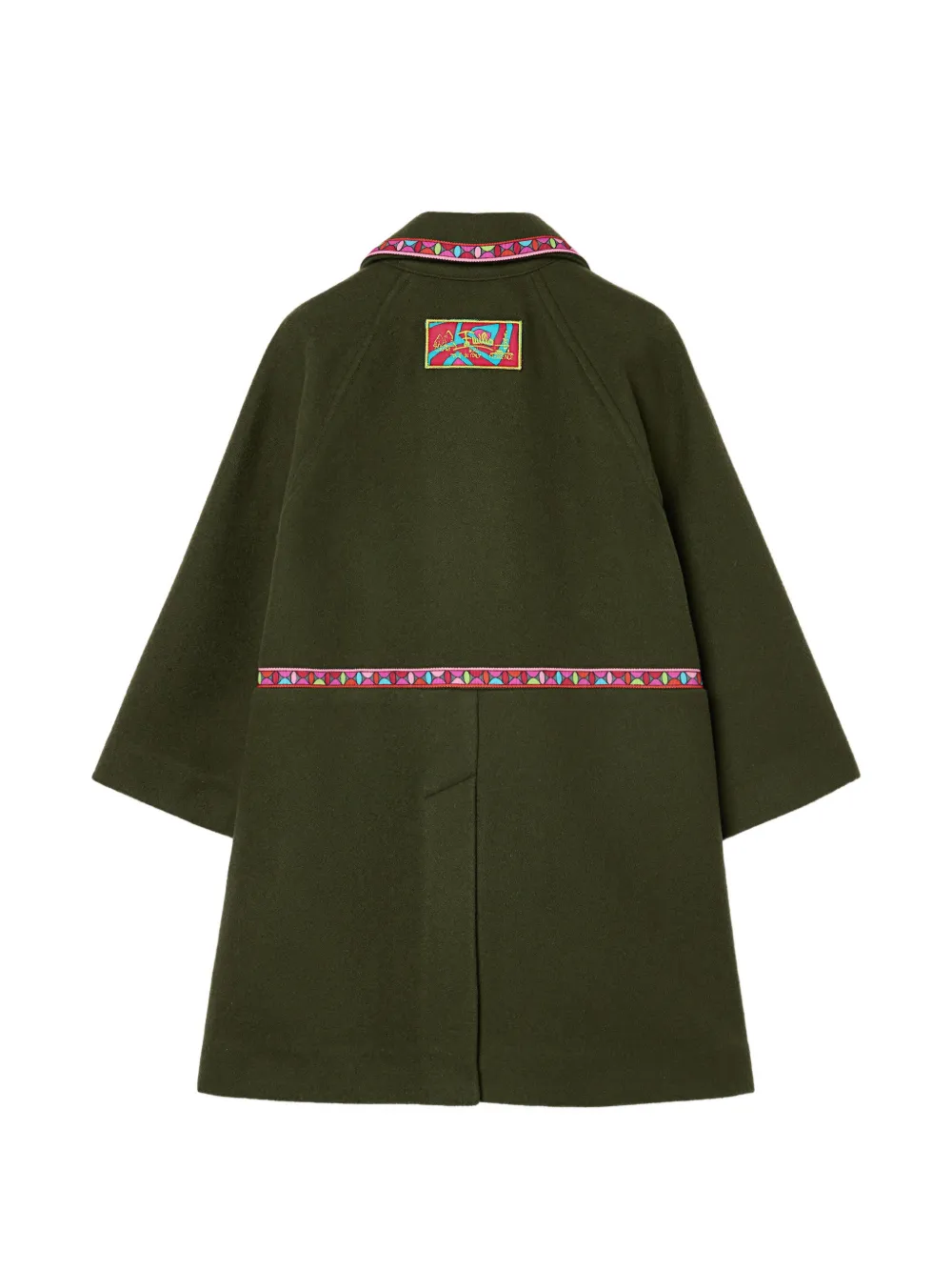 PUCCI Junior geometric-trim wool coat Groen