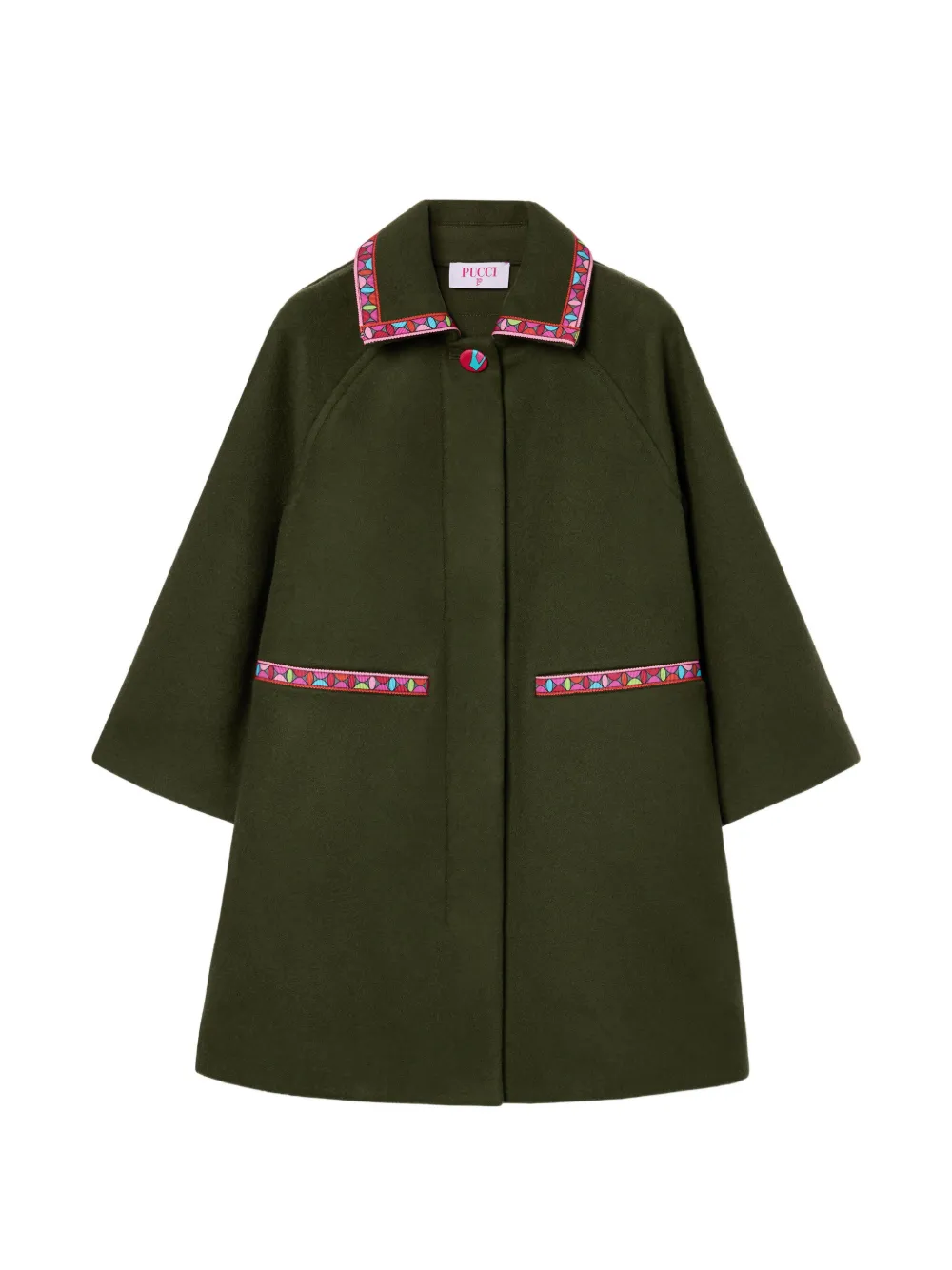 PUCCI Junior manteau en laine à détails géométriques - Vert