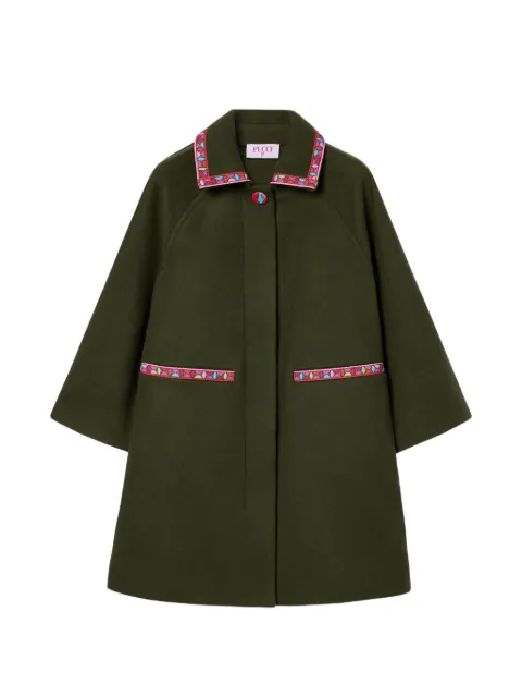 PUCCI Junior geometric-trim wool coat