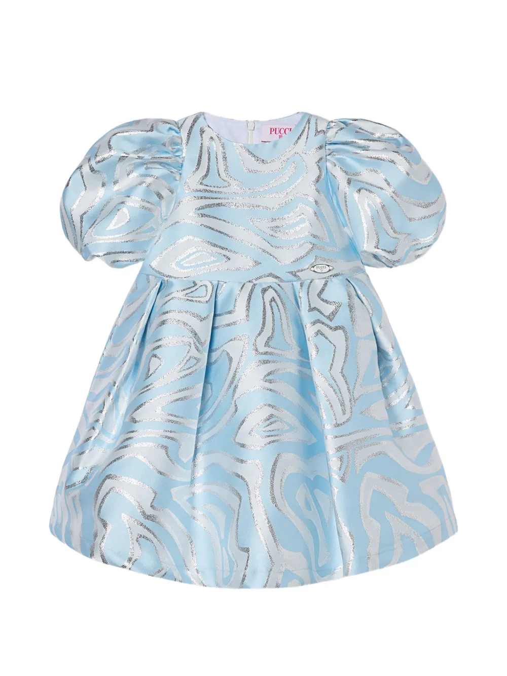 PUCCI Junior Labirinto print puffed-sleeve dress - Blau