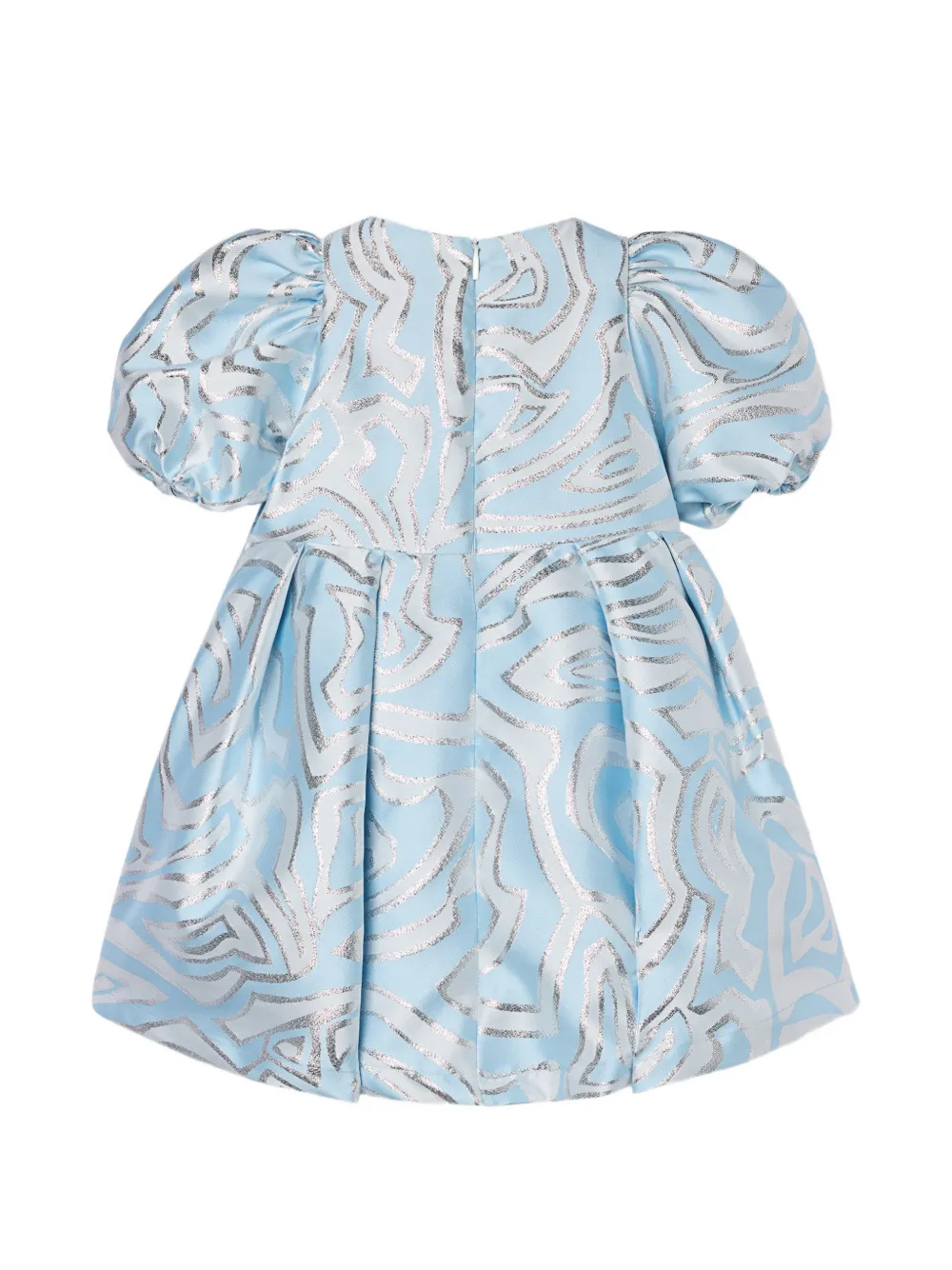 PUCCI Junior Jurk met pofmouwen en Labirinto-print Blauw