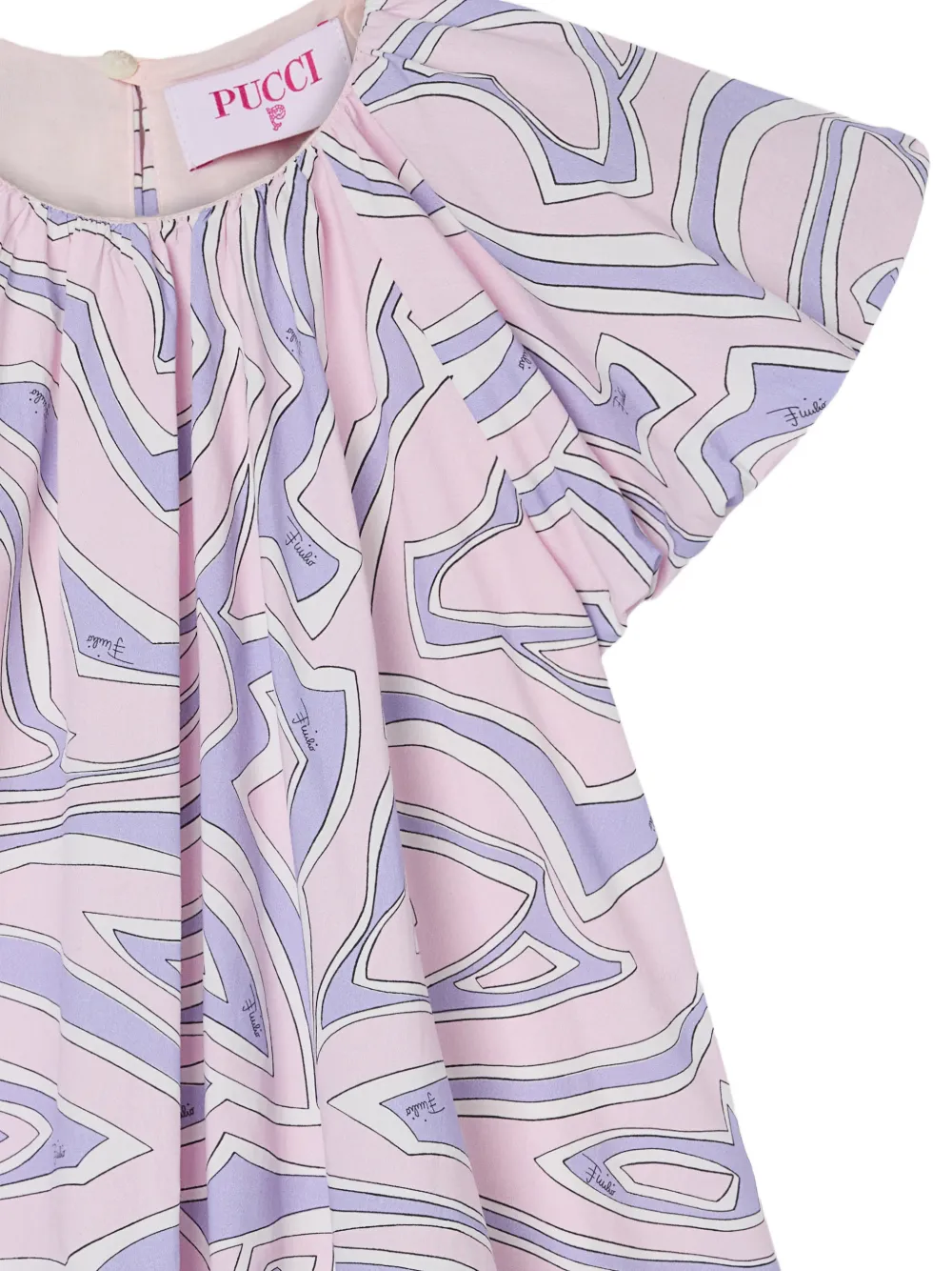 PUCCI Junior Popeline mini-jurk met Labirinto-print Roze