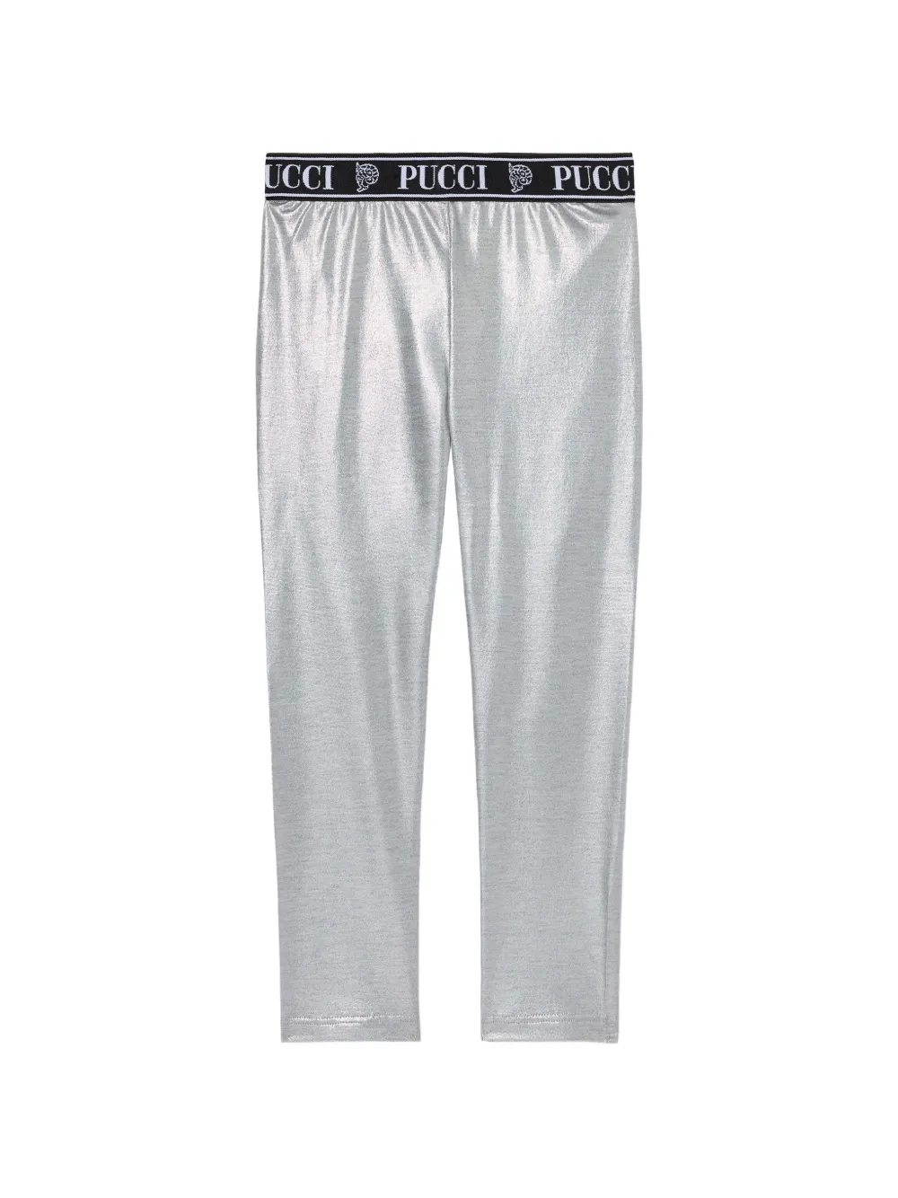 PUCCI Junior laminated logo-waistband leggings - Grau
