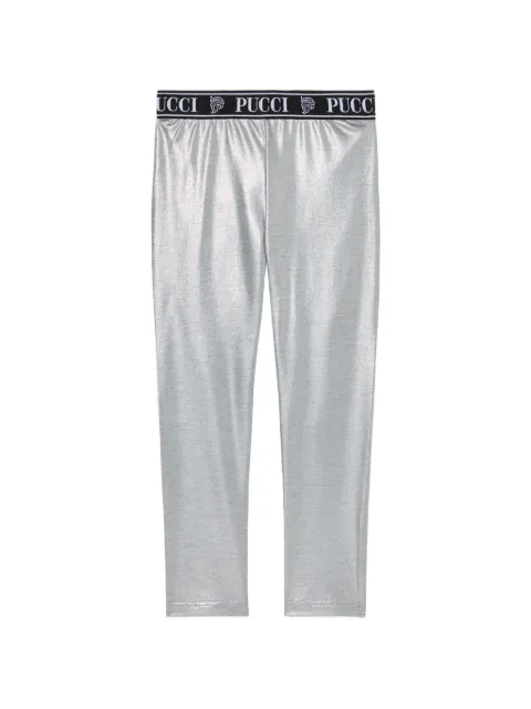 PUCCI Junior laminated logo-waistband leggings