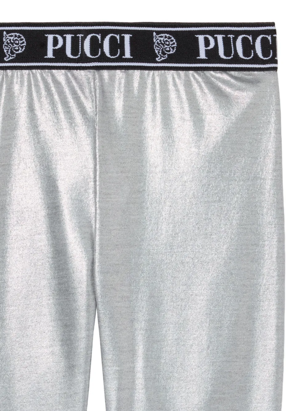 PUCCI Junior laminated logo-waistband leggings Grijs