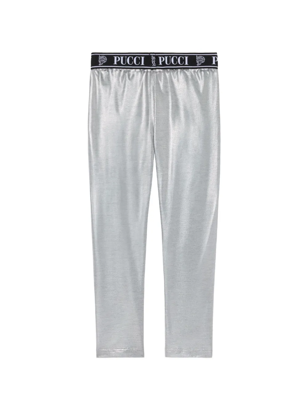 PUCCI Junior laminated logo-waistband leggings Grijs