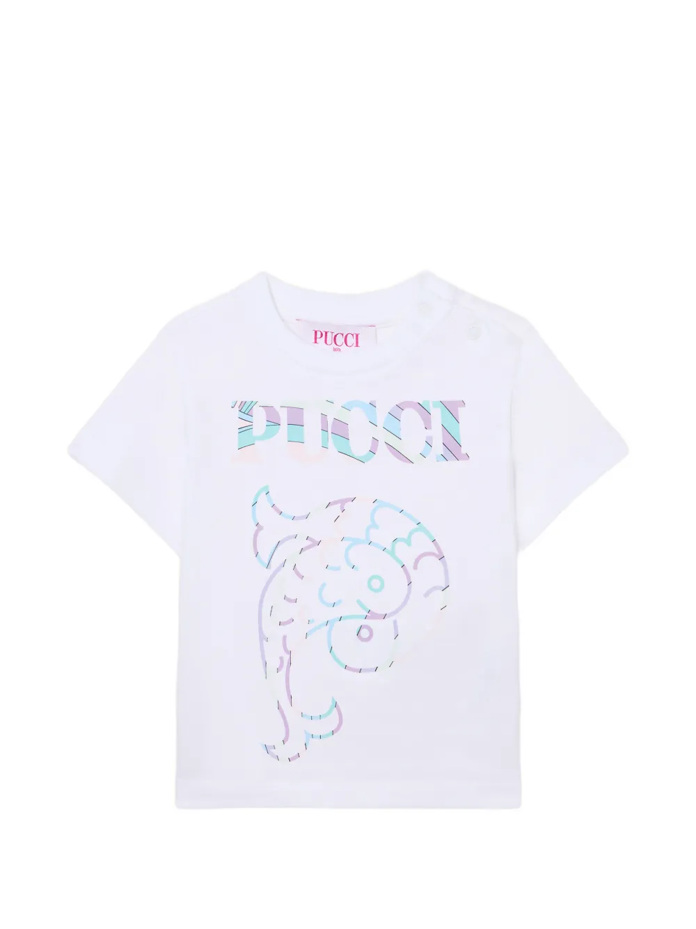 PUCCI Junior logo-print fish-motif T-shirt - Weiß