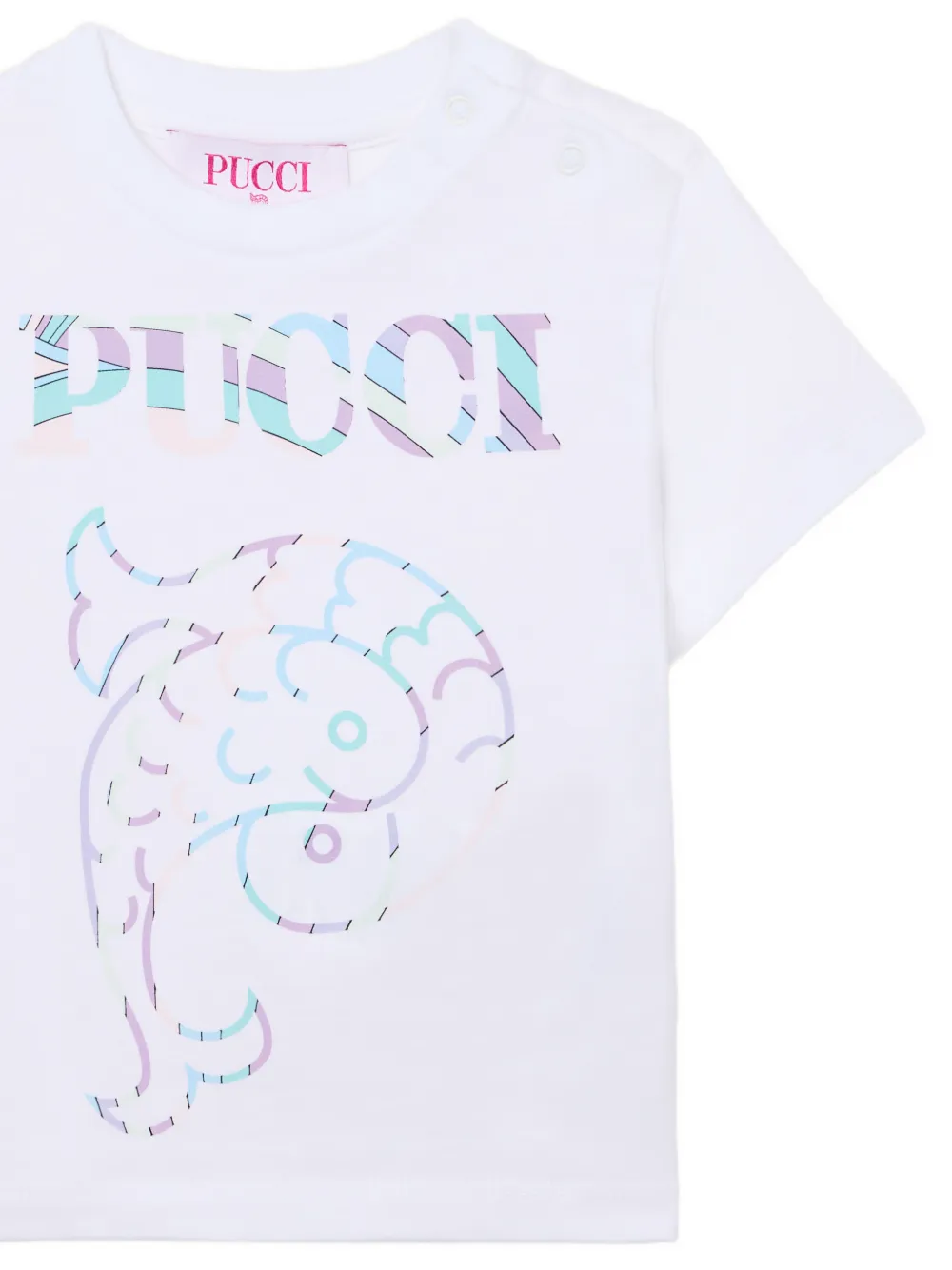 PUCCI Junior logo-print fish-motif T-shirt Wit