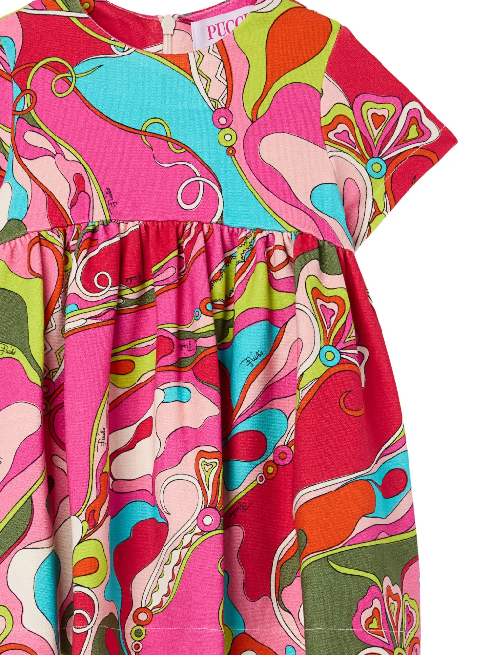 PUCCI Junior Orchidee printed-gathered mini dress Roze