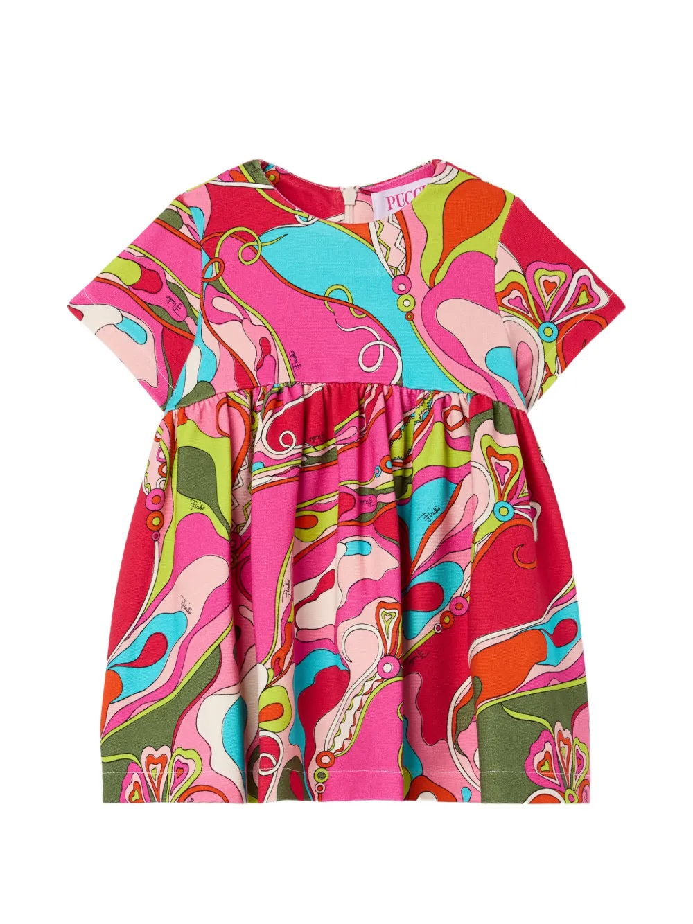 PUCCI Junior robe courte froncée à imprimé Orchidee - Rose PUCCI Junior robe courte froncée à imprimé Orchidee - Rose