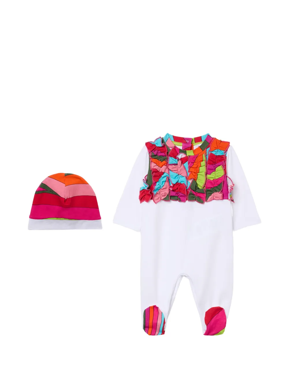 PUCCI Junior ruffled-printed babygrow set (set of two) - Weiß