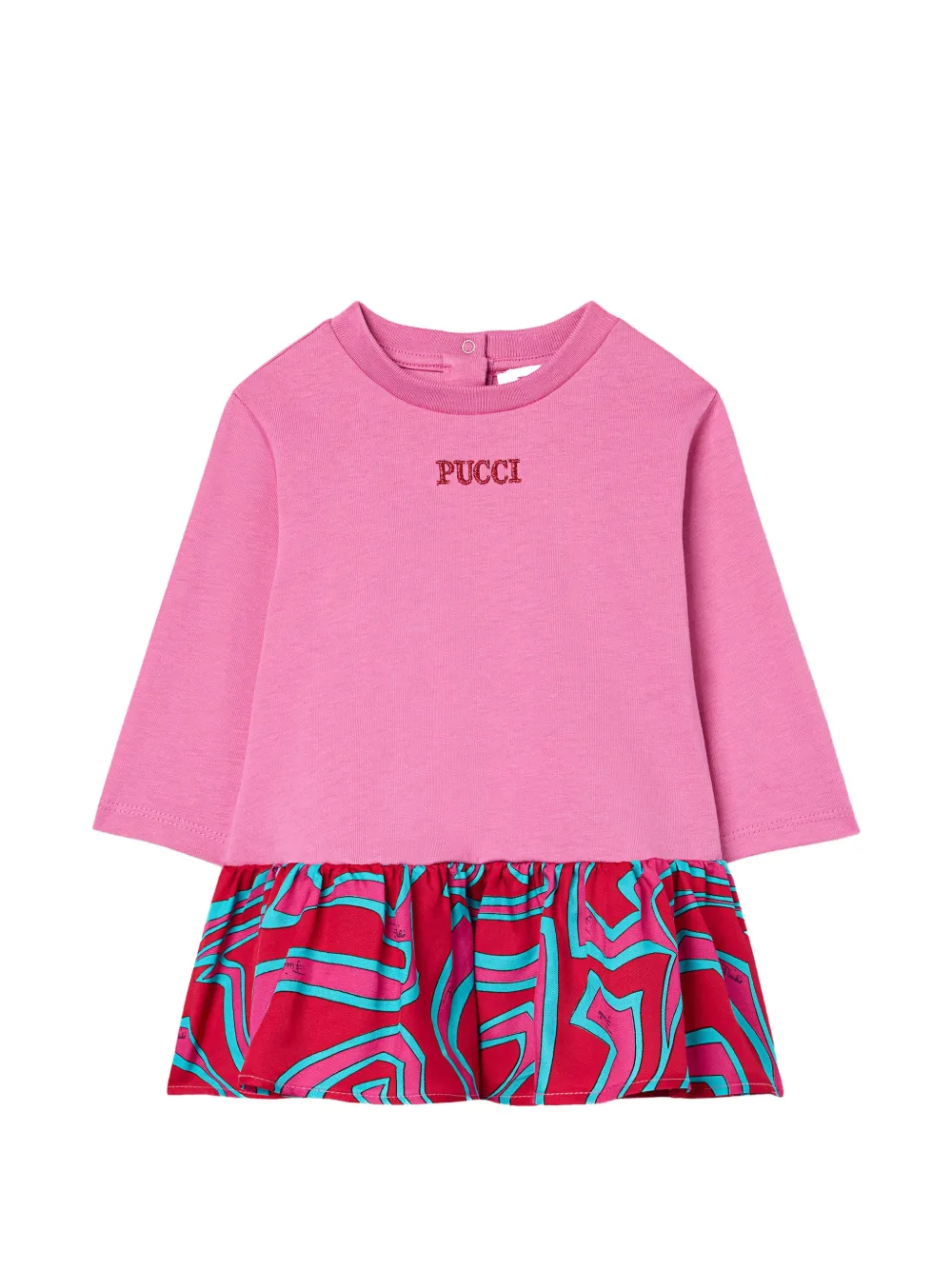 PUCCI Junior Labirinto printed-ruffled mini dress - Rosa