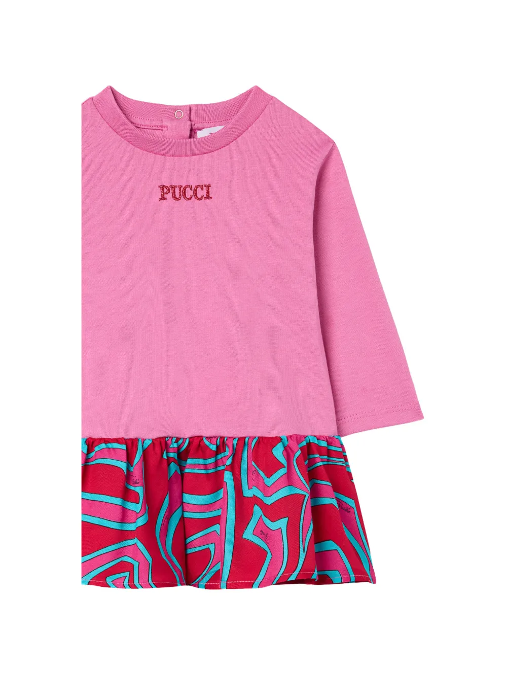 PUCCI Junior Labirinto printed-ruffled mini dress Roze
