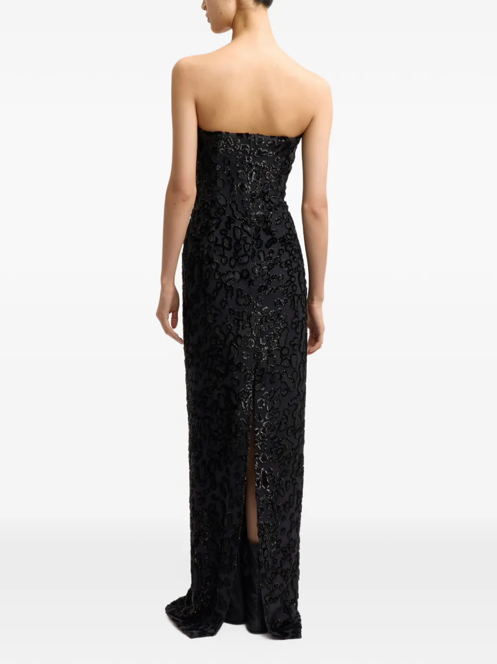 16Arlington Frasia devoré strapless bodycon maxi gown dress Zwart