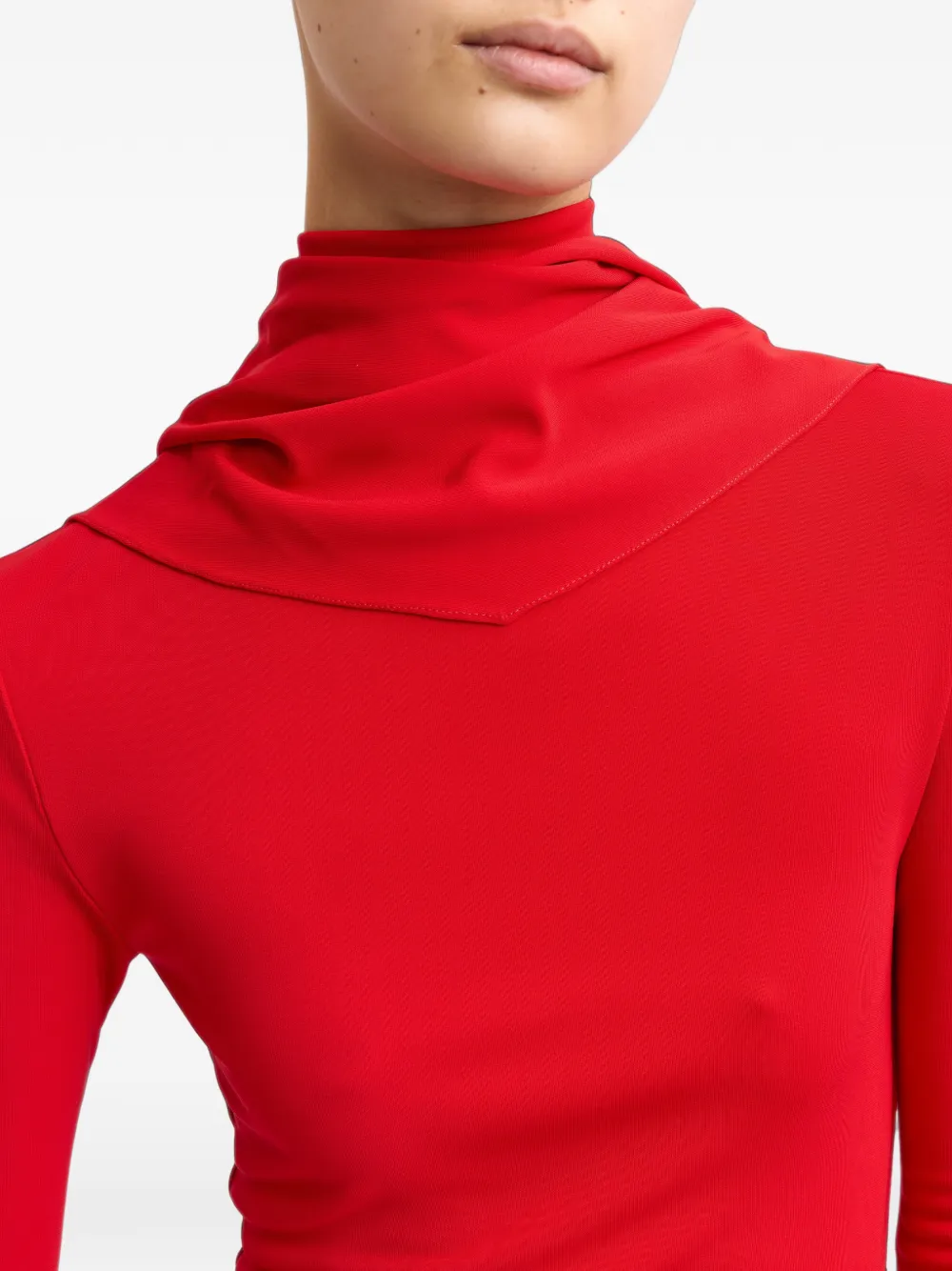 16Arlington Foyle draped-neck long-sleeved bodycon maxi gown dress Rood