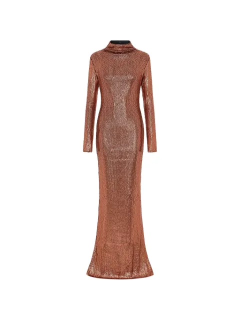 16Arlington Alne diamond-sequin long-sleeved skim-fit maxi gown dress