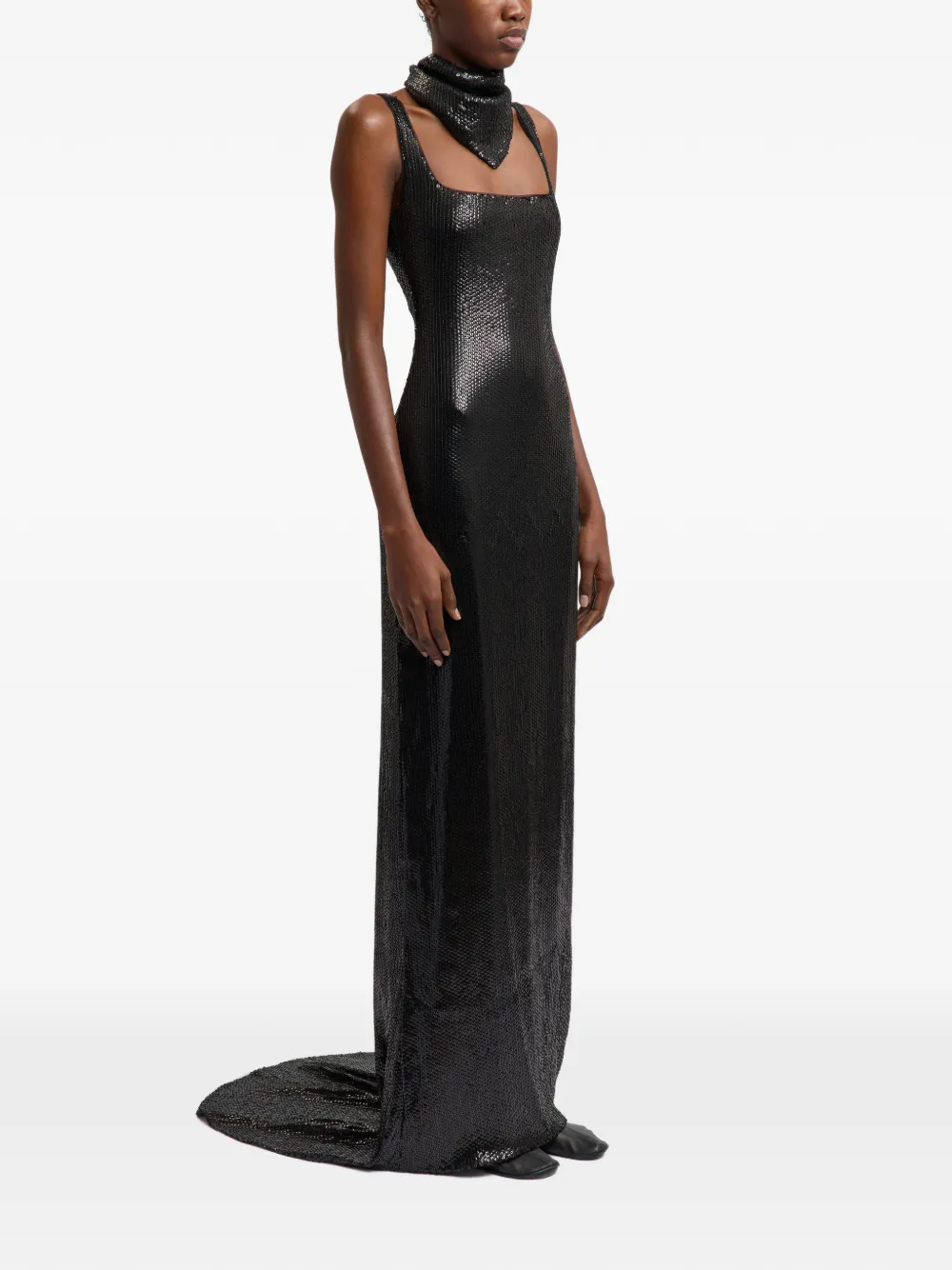 16Arlington Electra diamond-sequin slim-fit maxi gown dress Zwart