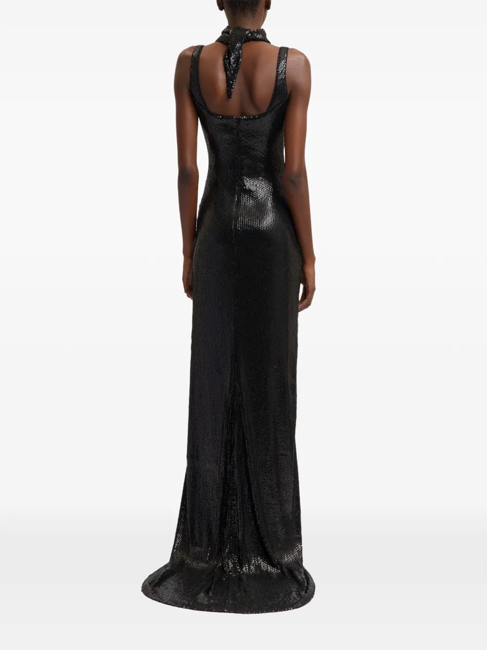 16Arlington Electra diamond-sequin slim-fit maxi gown dress Zwart