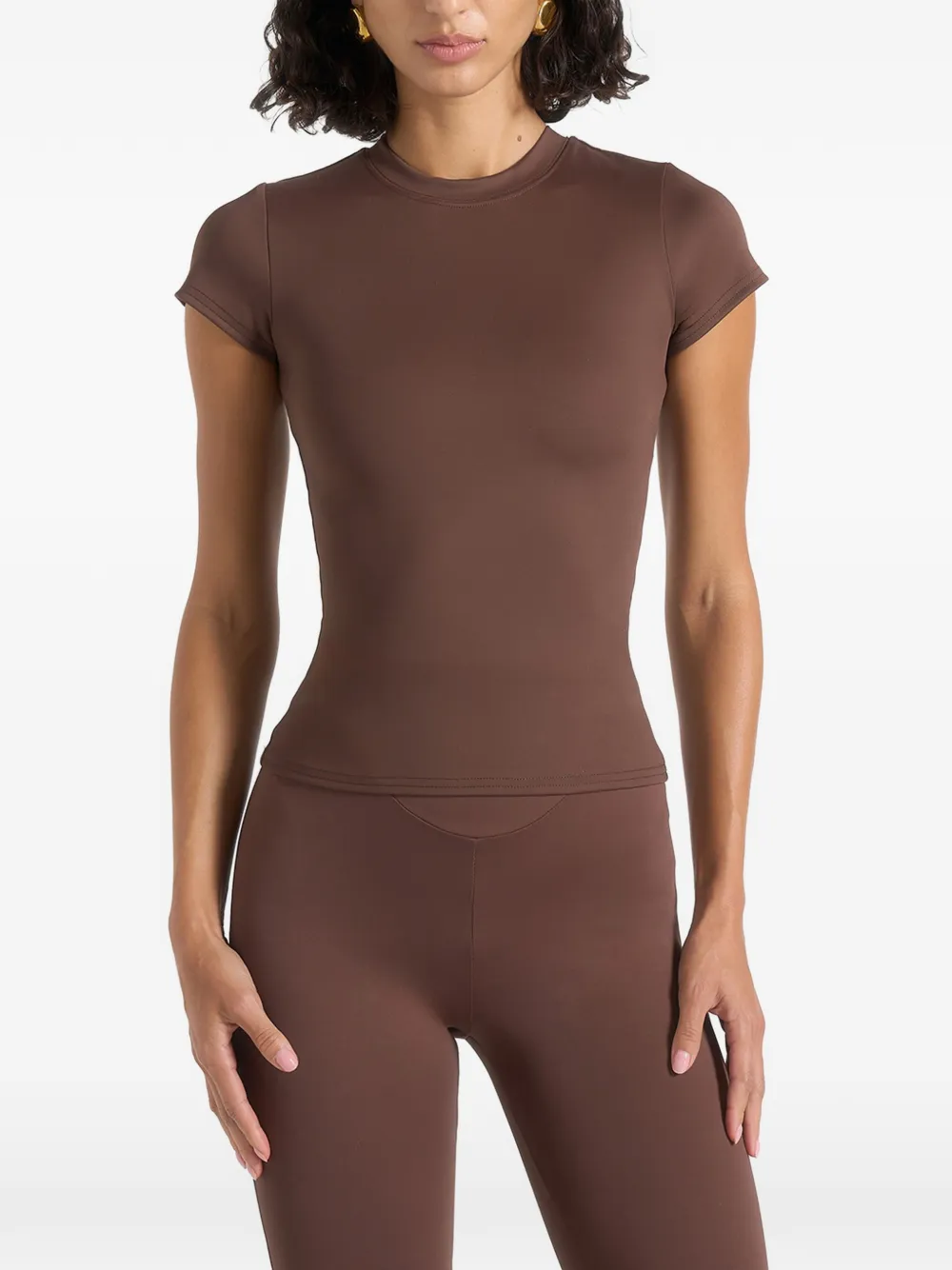 Manière De Voir Wren in brown cap-sleeve baby Tee - Marrone