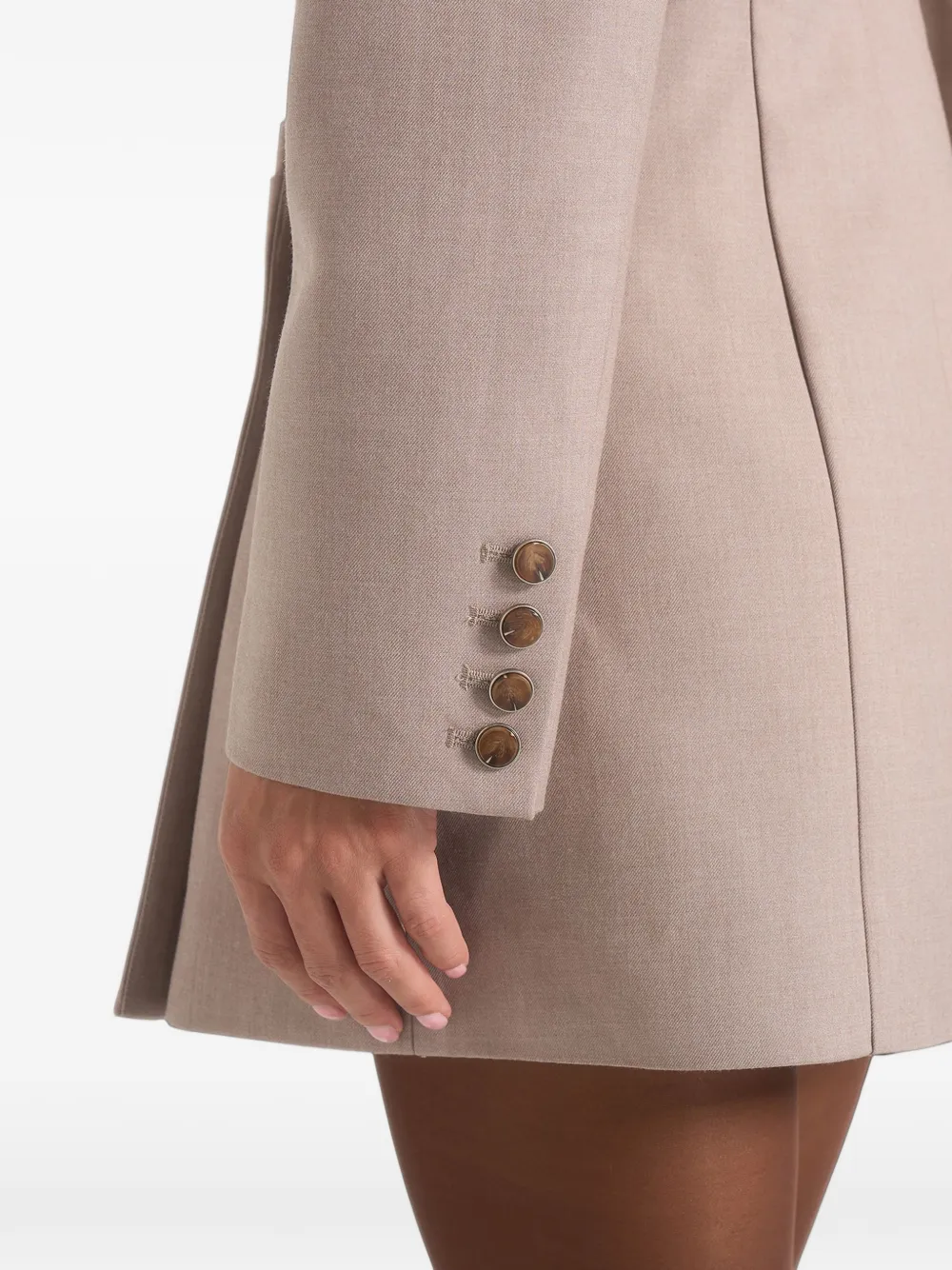 Manière De Voir Yasmin asymmetrische mini-blazerjurk met ruches Beige