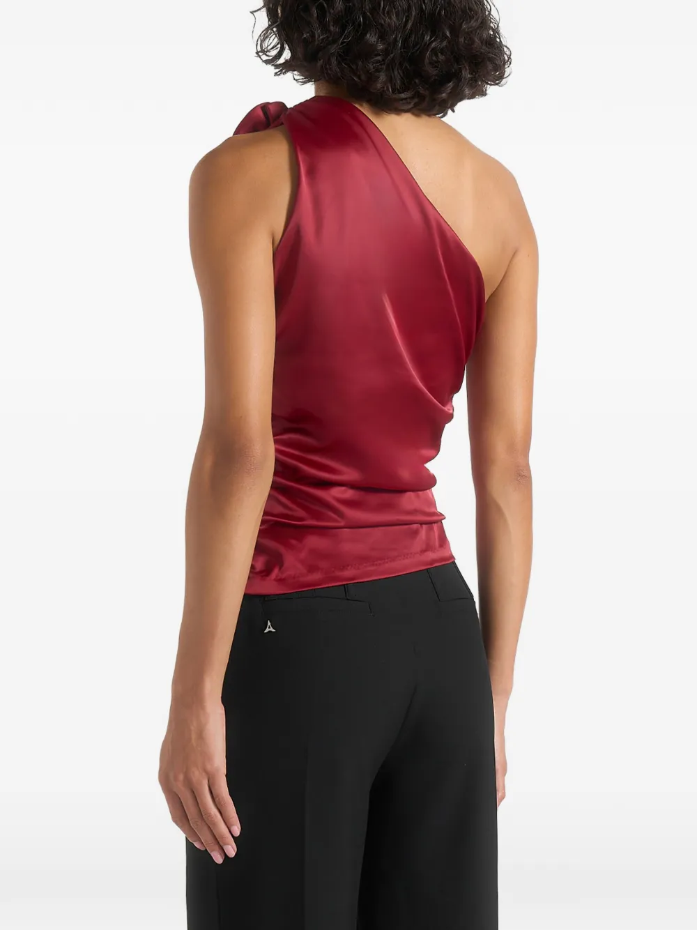 Manière De Voir Heidi in red one-shoulder satin rosette top Rood
