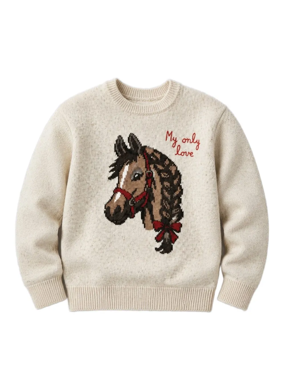 MC2 Saint Barth horse-intarsia sweater Beige