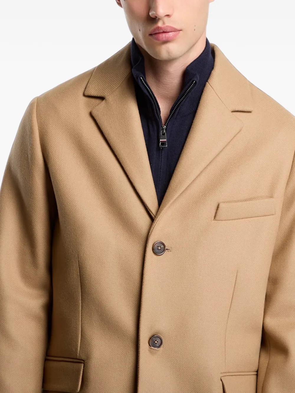 Gant single-breasted notched-lapels coat Beige