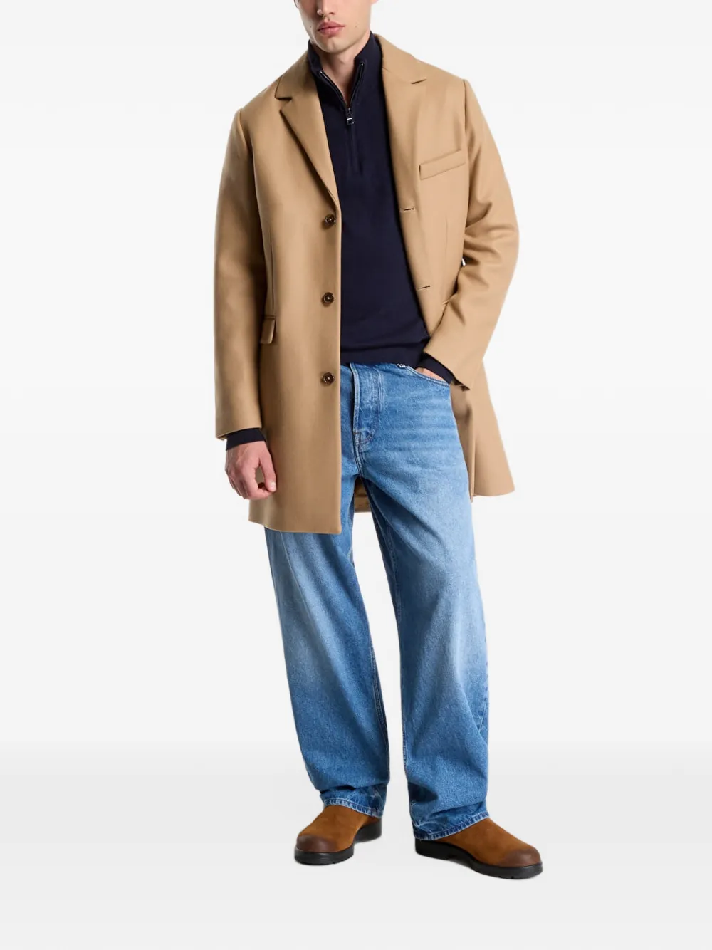 Gant single-breasted notched-lapels coat Beige