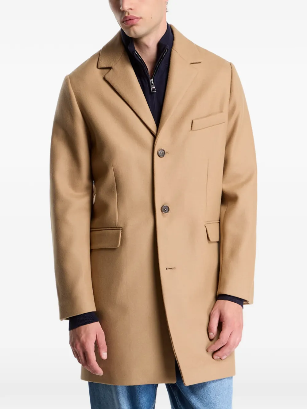 Gant single-breasted notched-lapels coat Beige