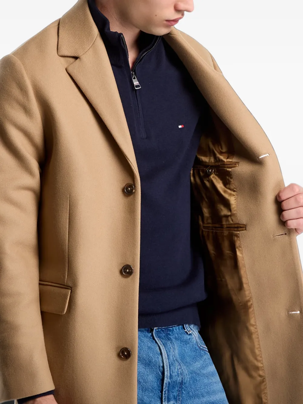 Gant single-breasted notched-lapels coat Beige