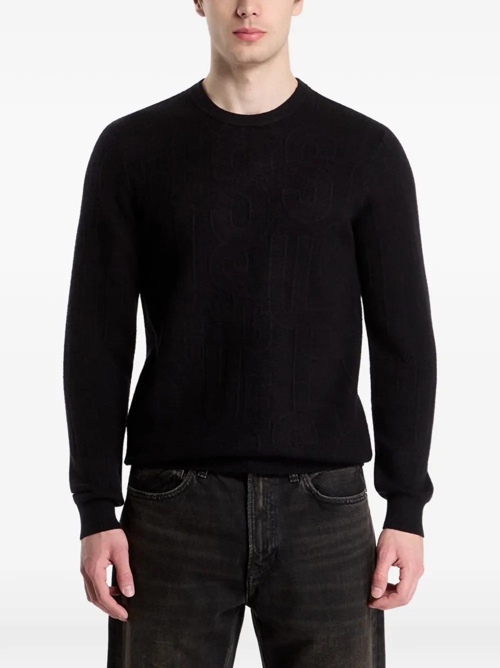 GUESS USA all over logo sweater - Nero