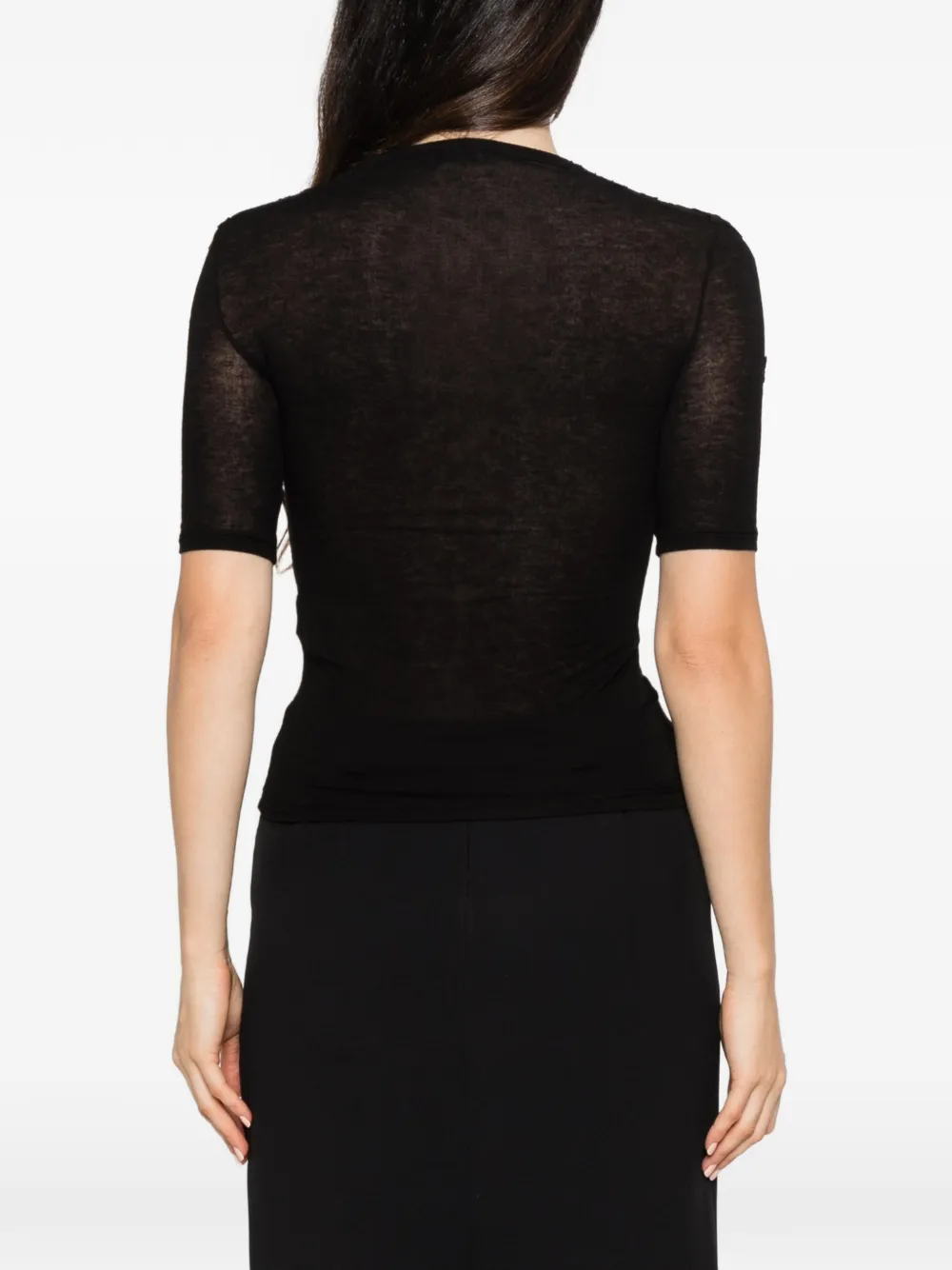 Ermanno Scervino lace-panel short-sleeve T-shirt Zwart