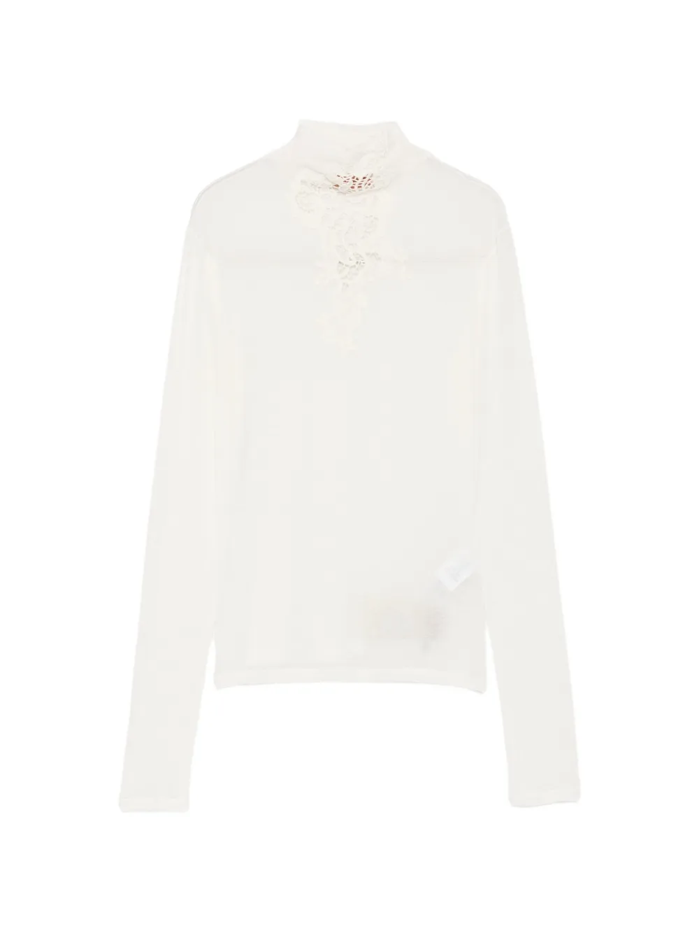 Ermanno Scervino lace-appliqué high-neck sweater Wit