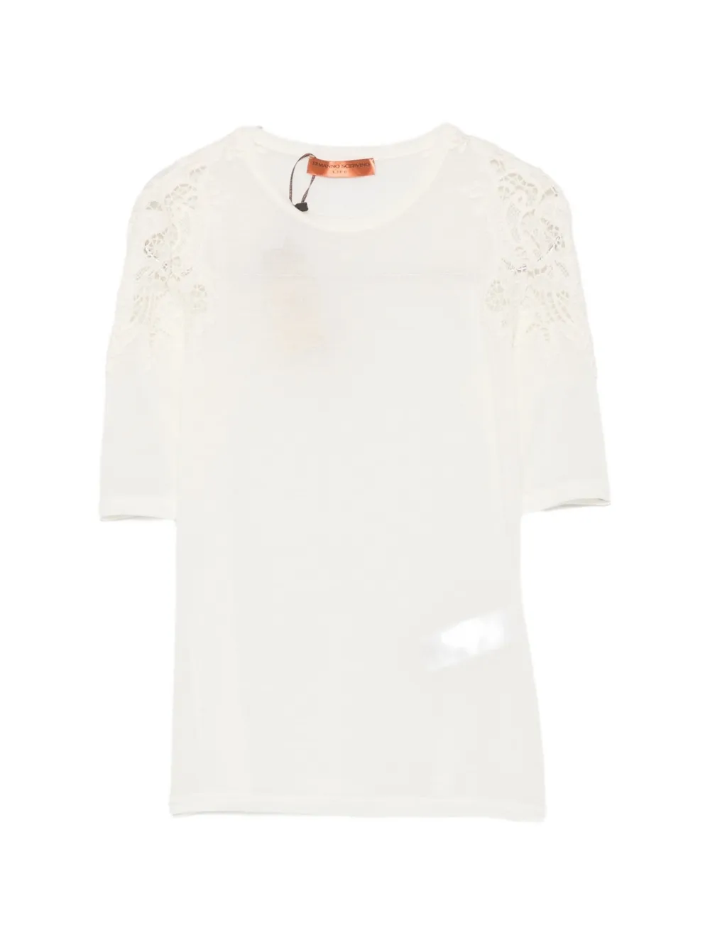 Ermanno Scervino lace-trimmed short-sleeve sweater Beige