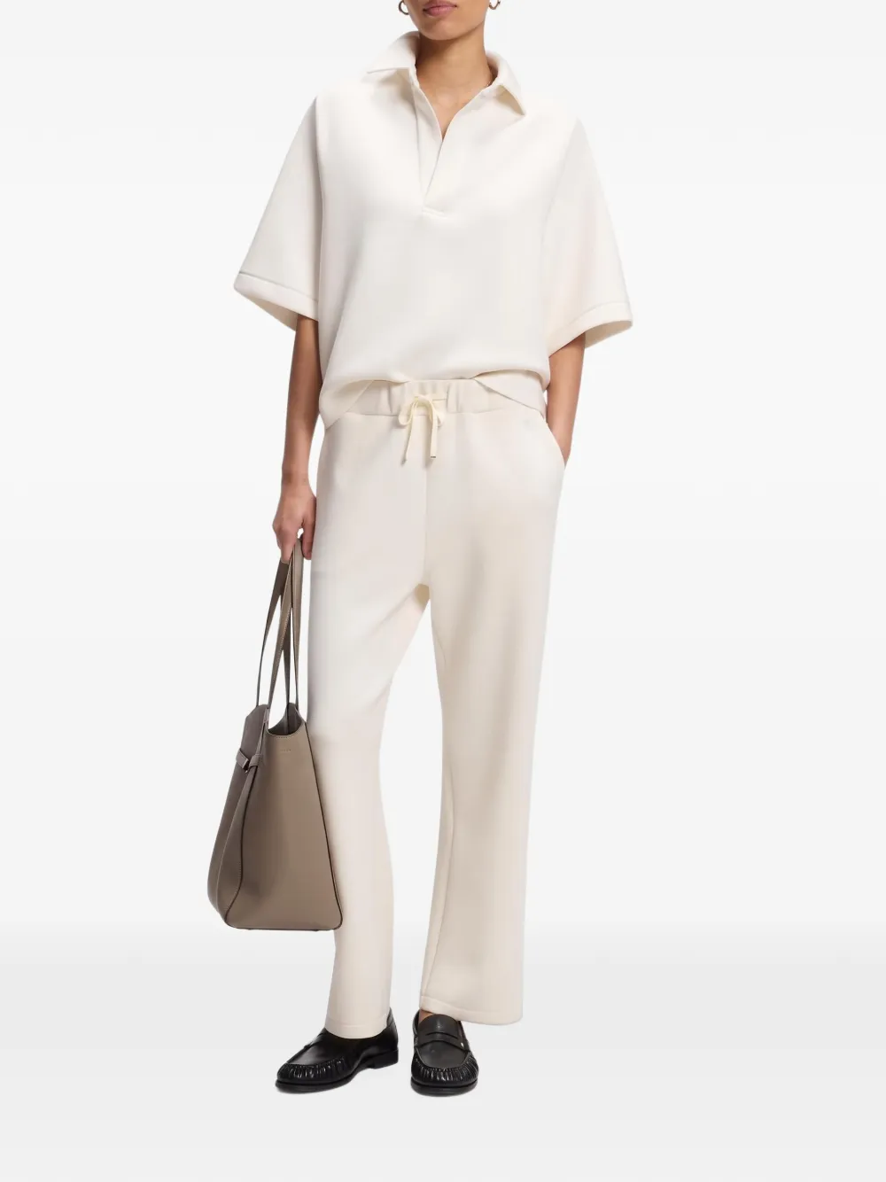 BOSS loose-fit polo sweatshirt in scuba-jersey Beige