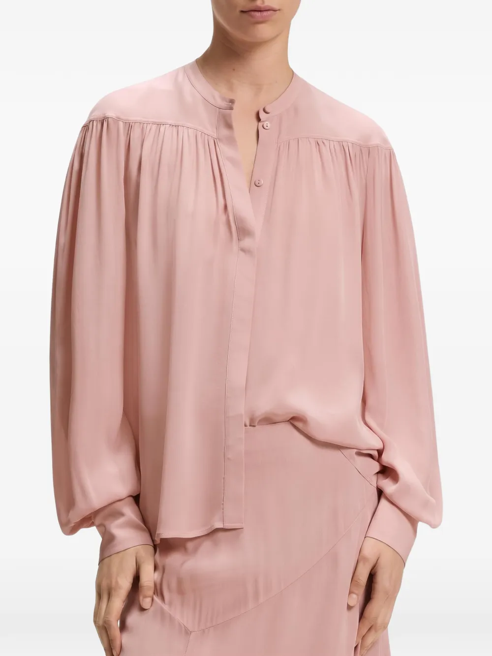 BOSS relaxed-fit blouse in crepe de chine Roze