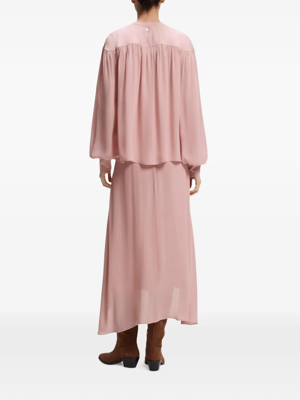 BOSS relaxed-fit blouse in crepe de chine Roze