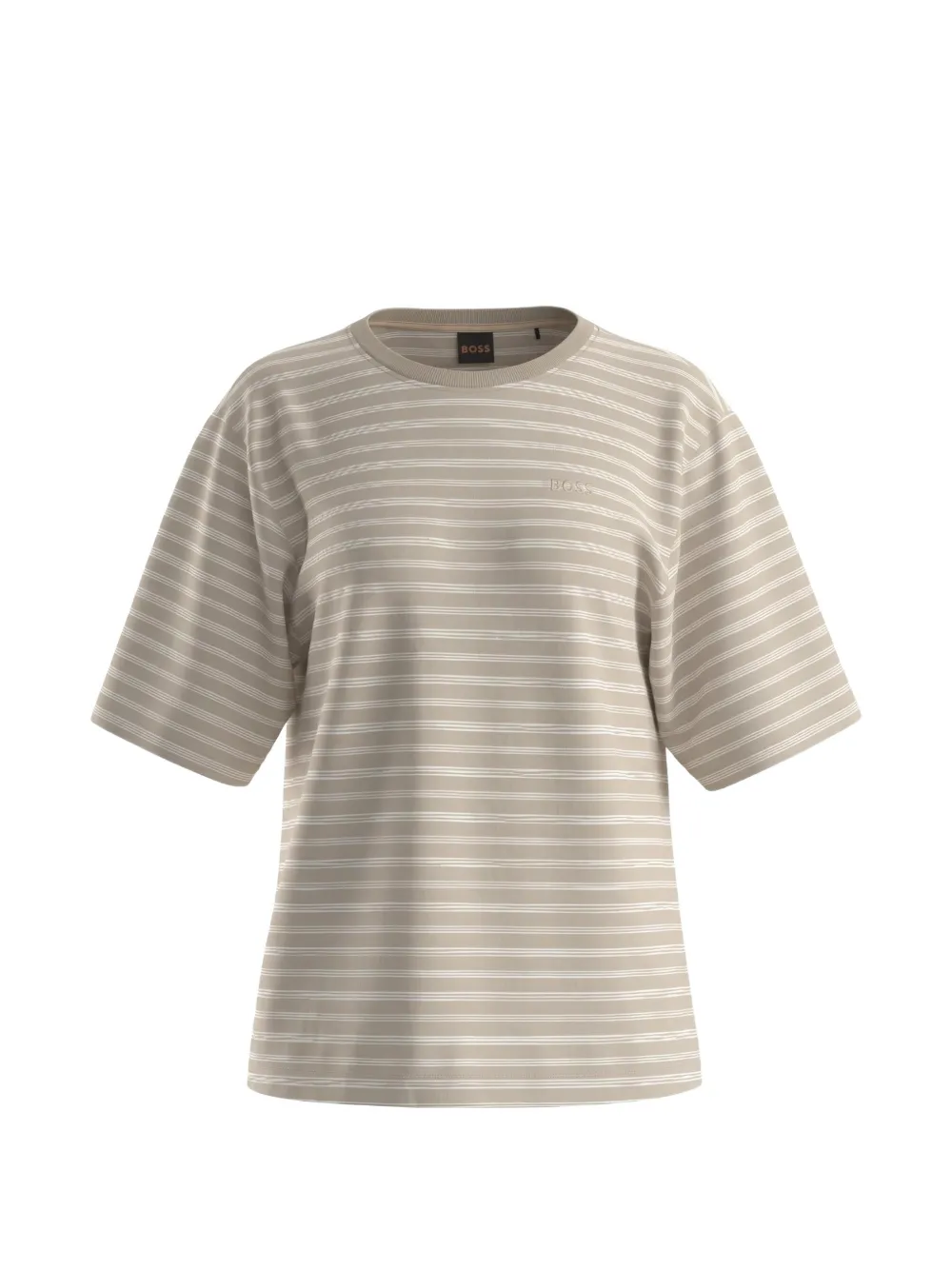 BOSS Eregular striped crew neck T-shirt Beige