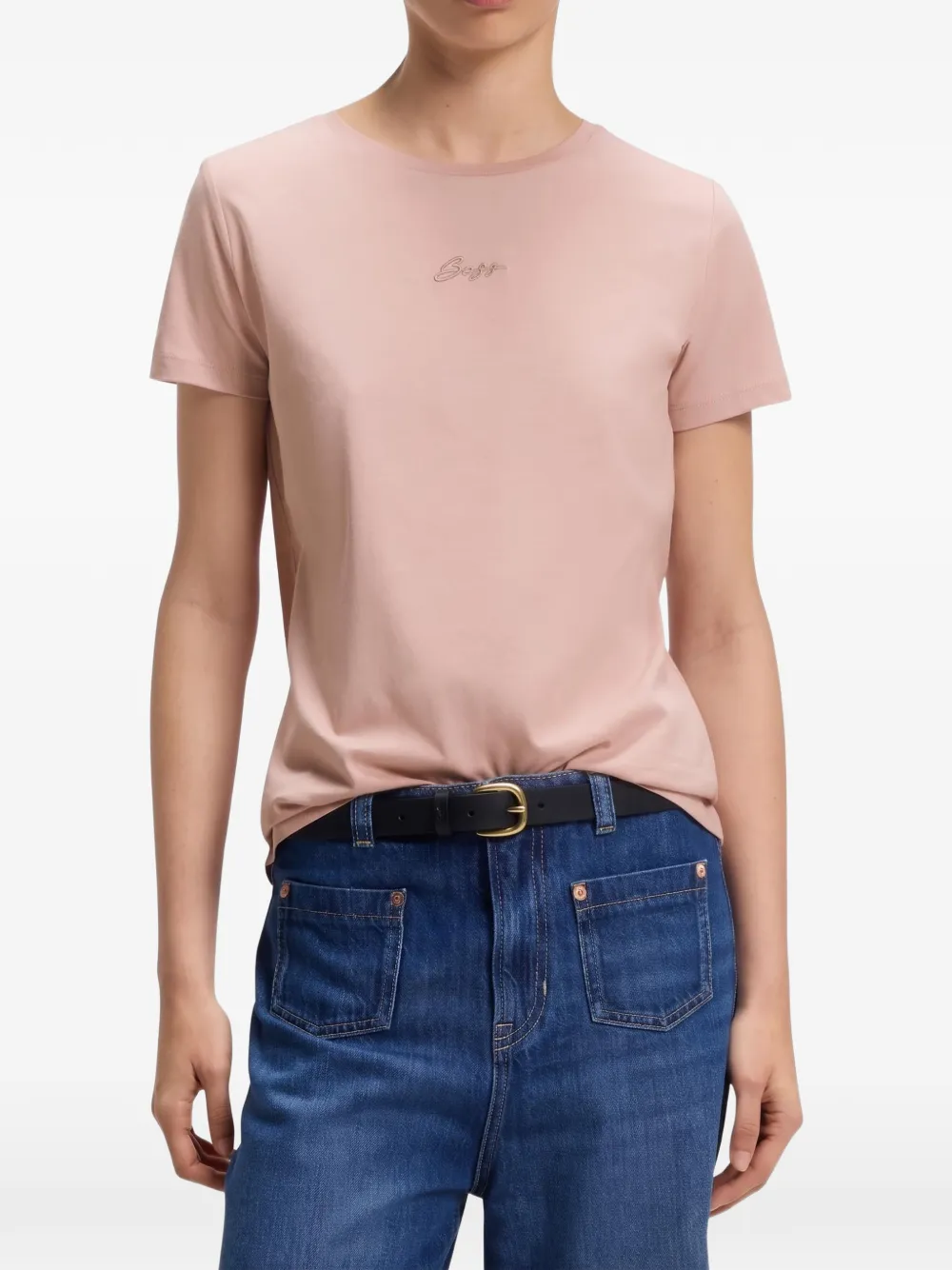 BOSS slim-fit cotton t-shirt Roze