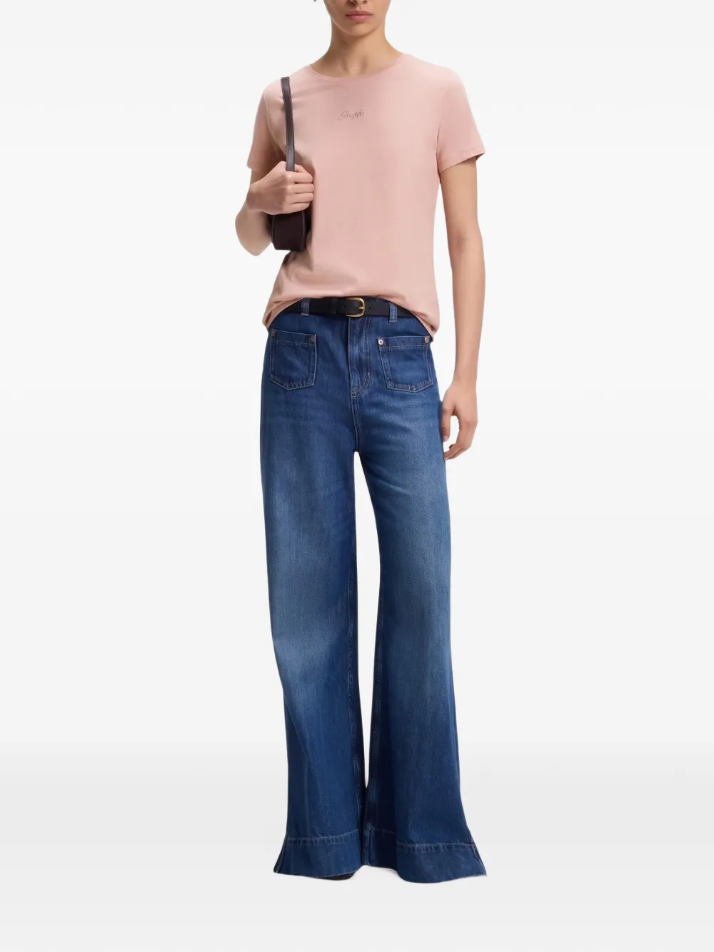 BOSS slim-fit cotton t-shirt Roze
