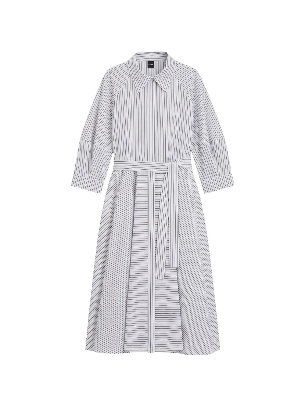 BOSS striped cotton shirt dress Wit
