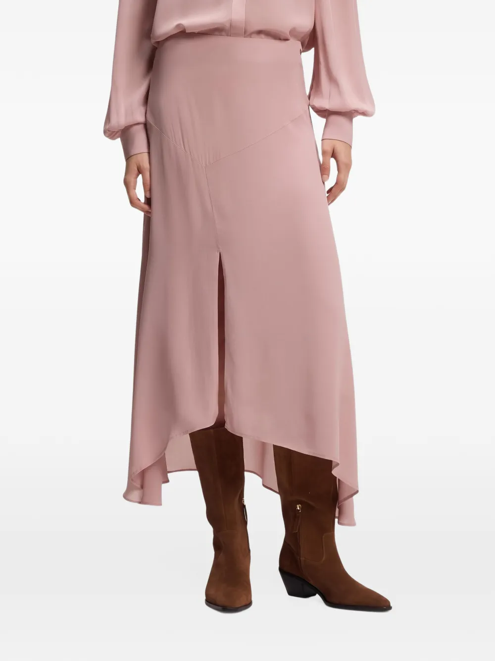 BOSS midi skirt in crepe de chine Roze