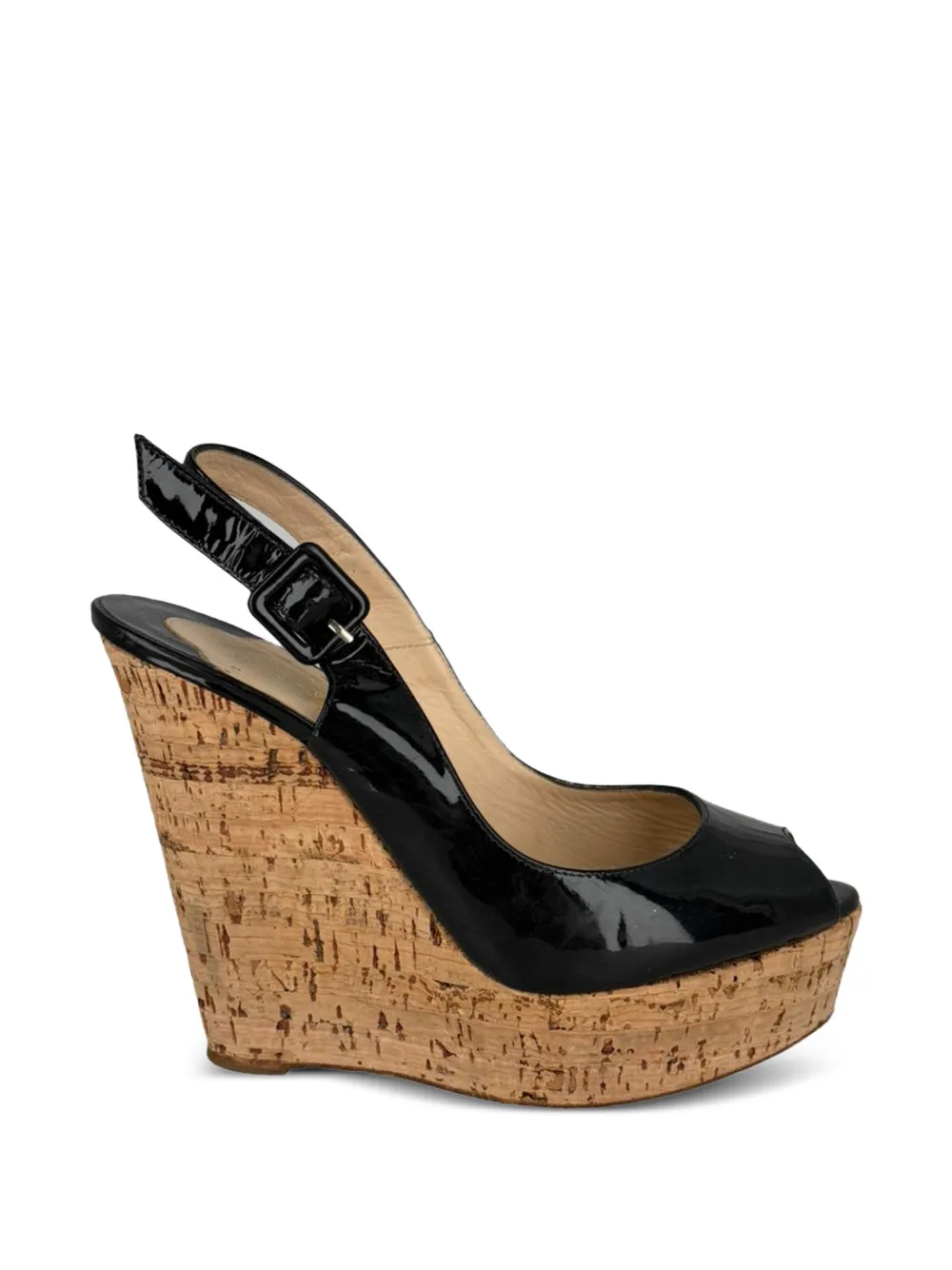 Christian Louboutin Pre-Owned Une Plume slingback wedge sandals - Schwarz
