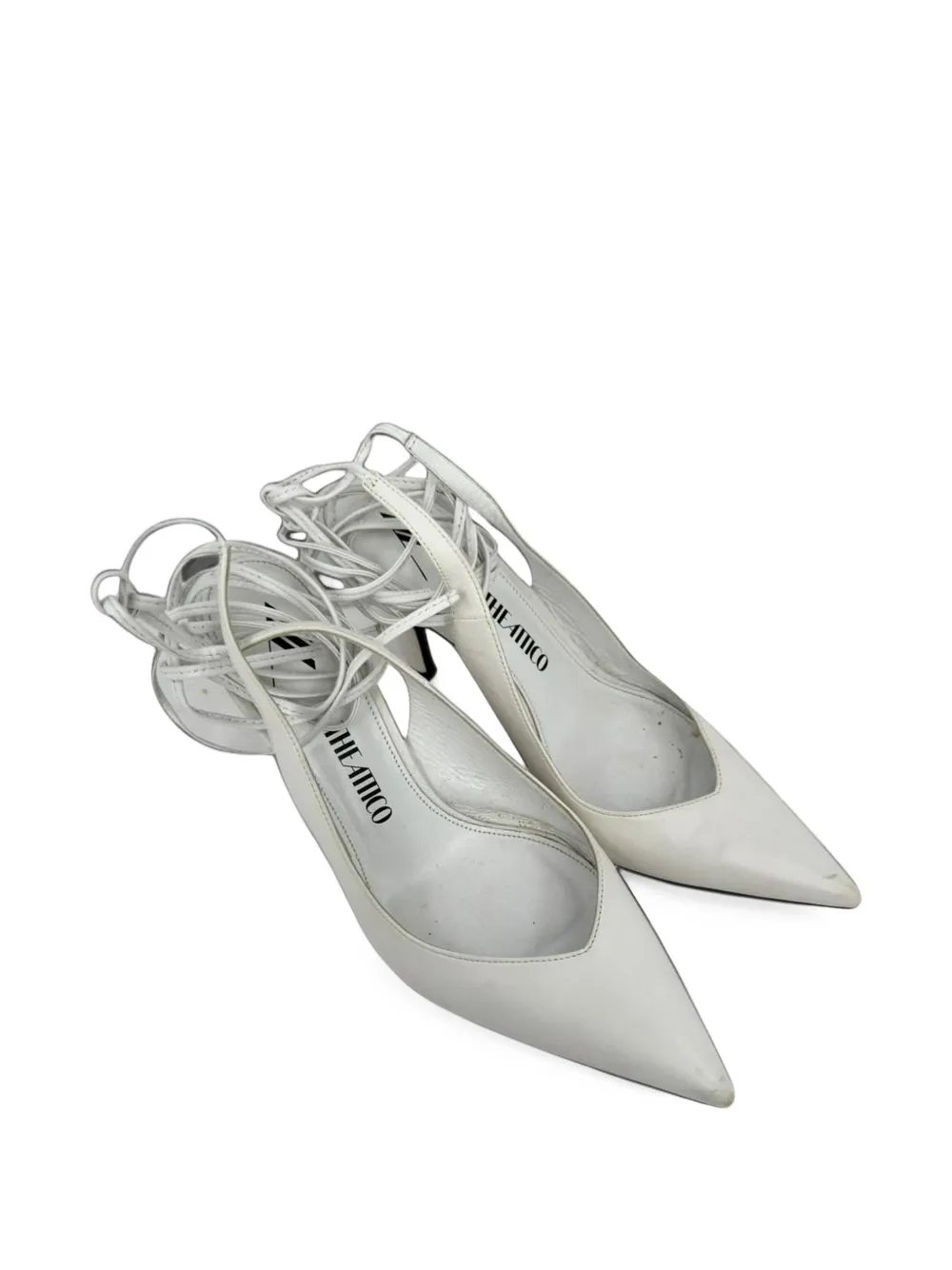 Pre-owned Attico Self-tie Pointed-toe Pumps In White